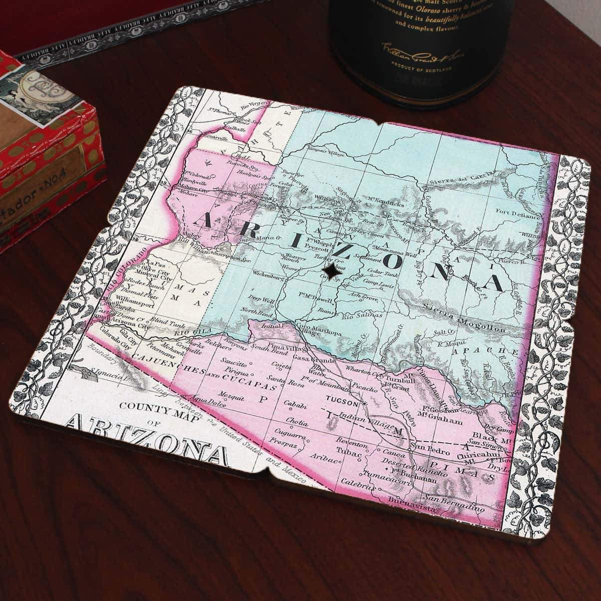 Torched Products Coasters Arizona Old World Map Coaster (790585475189)