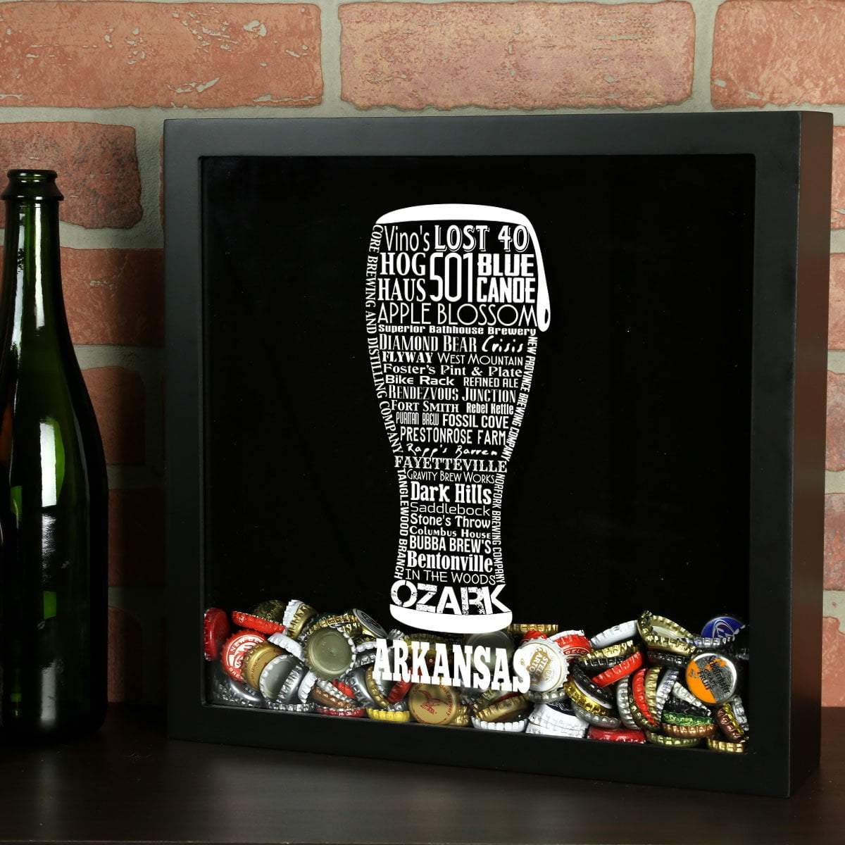 Torched Products Shadow Box Black Arkansas Beer Typography Shadow Box (779007950965)
