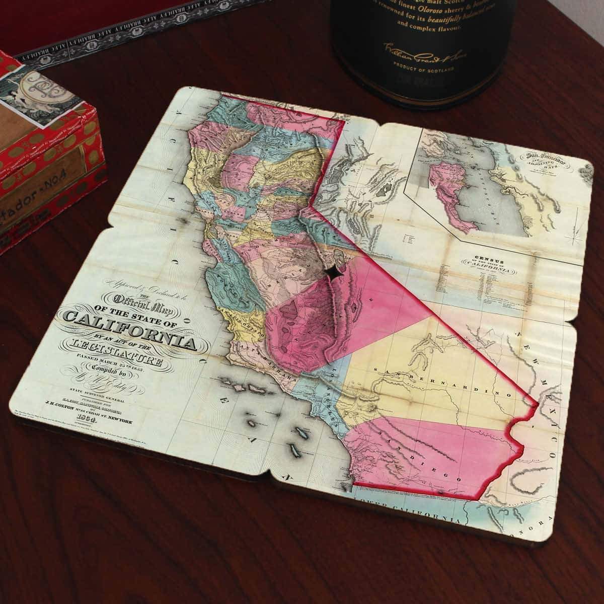 Torched Products Coasters California Old World Map Coaster (790586785909)