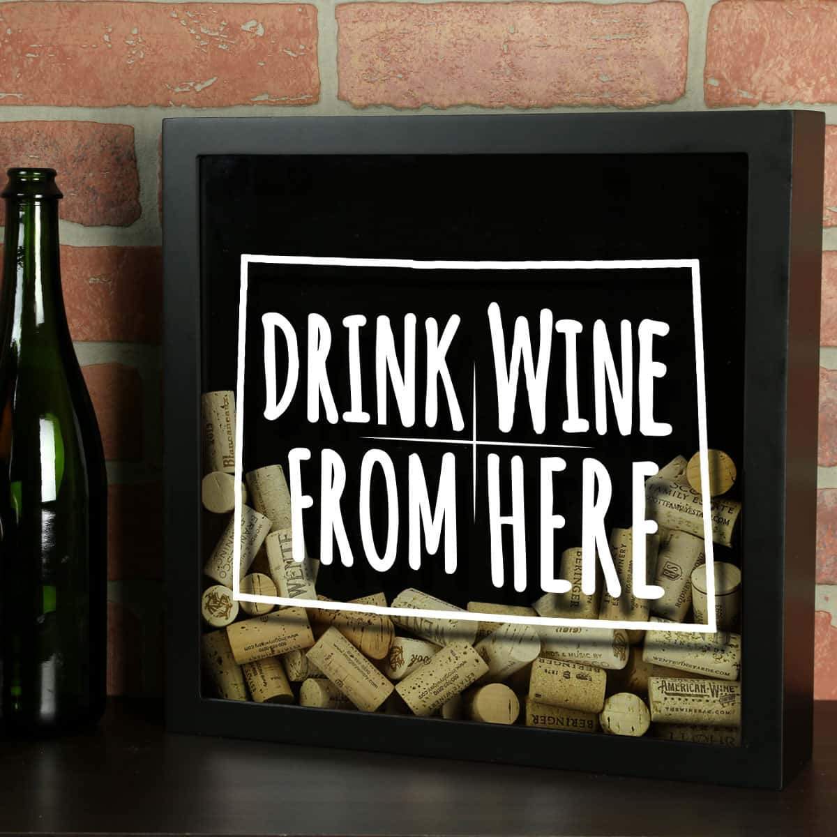 Torched Products Shadow Box Black Colorado Drink Wine From Here Wine Cork Shadow Box (795717173365)