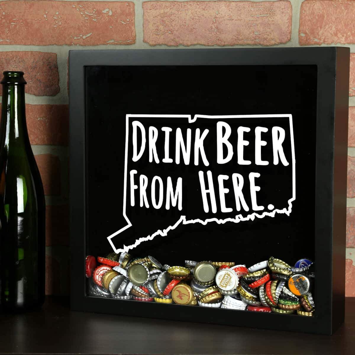 Torched Products Shadow Box Black Connecticut Drink Beer From Here Beer Cap Shadow Box (781162643573)
