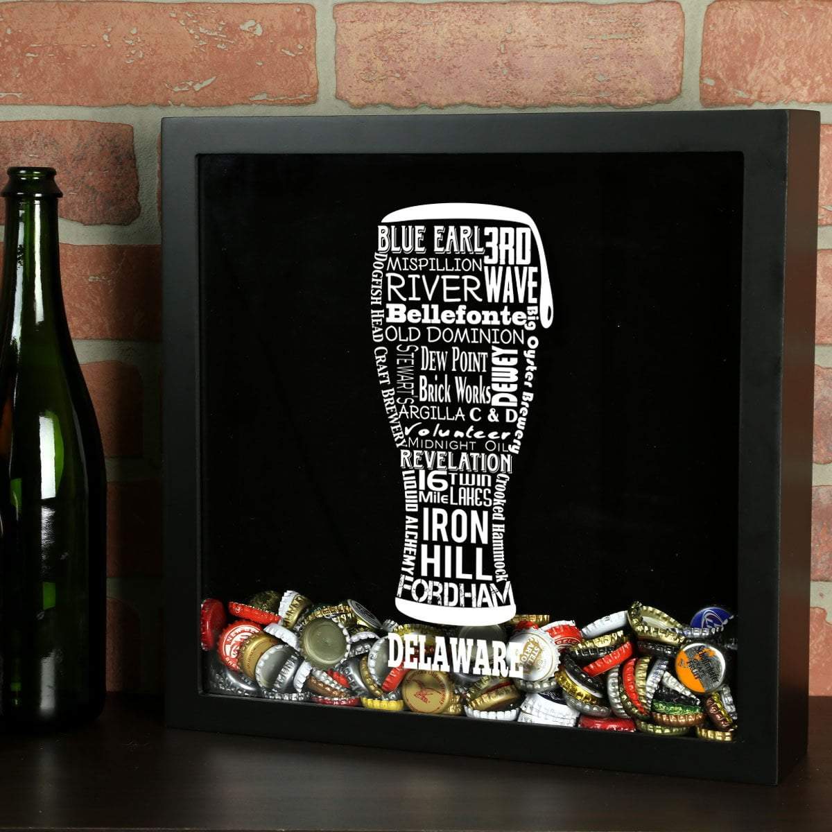 Torched Products Shadow Box Black Delaware Beer Typography Shadow Box (779427807349)