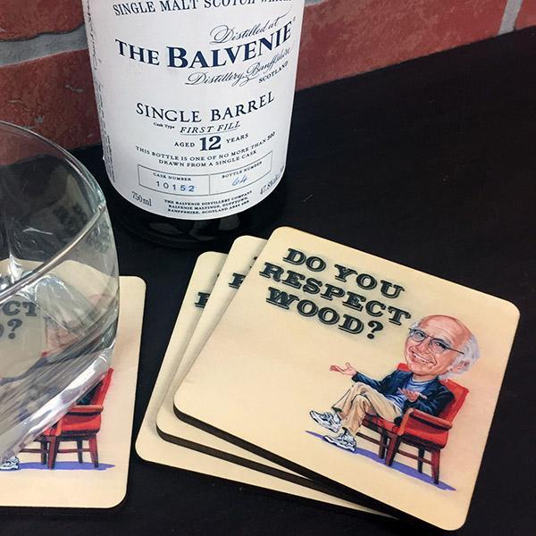 Torched Products Coasters Do You Respect Wood? Curb Your Enthusiasm Inspired Coasters (4 Pack)