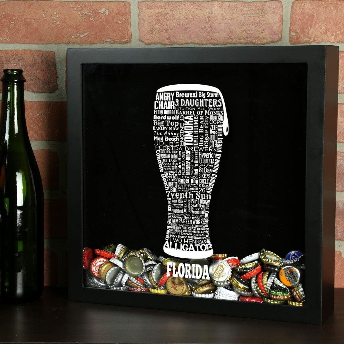 Torched Products Shadow Box Black Florida Beer Typography Shadow Box (779423154293)