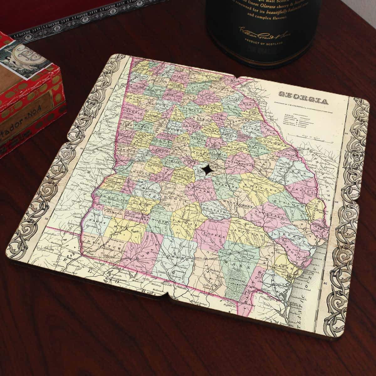 Torched Products Coasters Georgia Old World Map Coaster (790591373429)