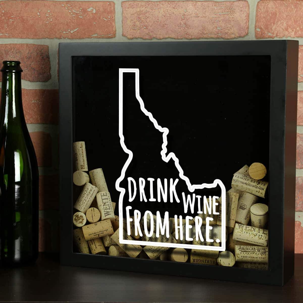 Torched Products Shadow Box Black Idaho Drink Wine From Here Wine Cork Shadow Box (795731296373)