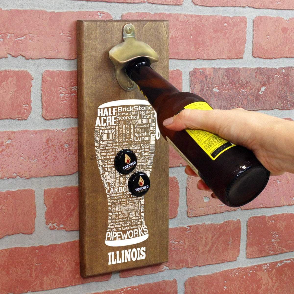 Torched Products Bottle Opener Default Title Illinois Craft Beer Typography Cap Catching Magnetic Bottle Opener (789175042165)