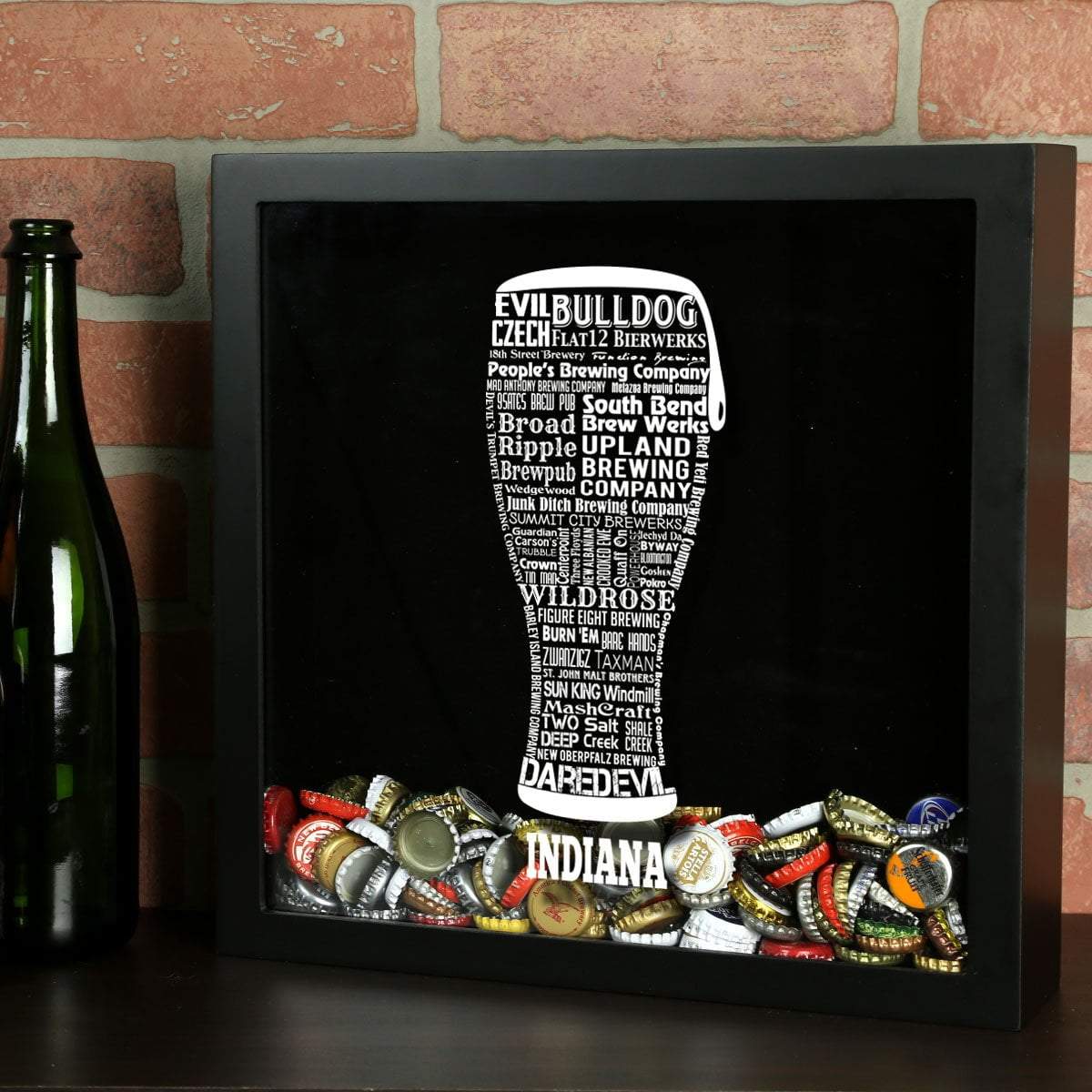 Torched Products Shadow Box Black Indiana Beer Typography Shadow Box (779424530549)