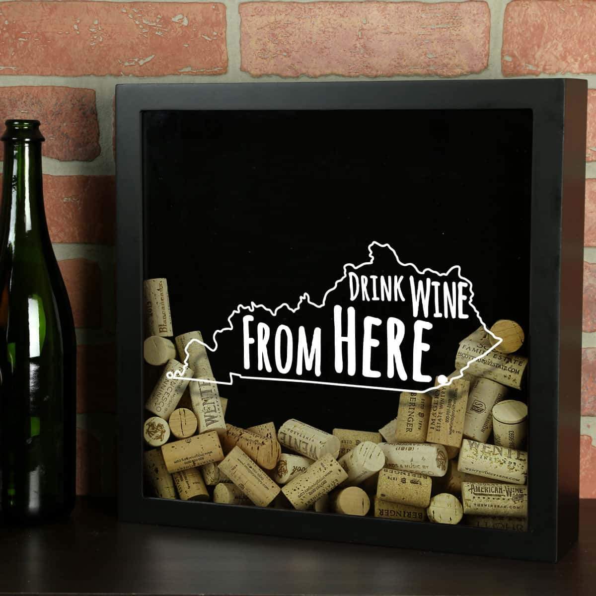 Torched Products Shadow Box Black Kentucky Drink Wine From Here Wine Cork Shadow Box (795741028469)