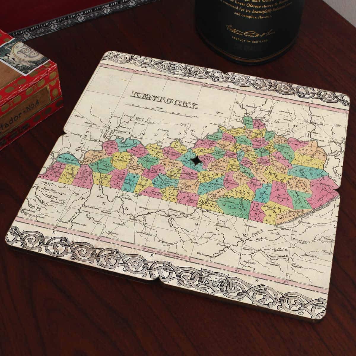 Torched Products Coasters Kentucky Old World Map Coaster (790593077365)