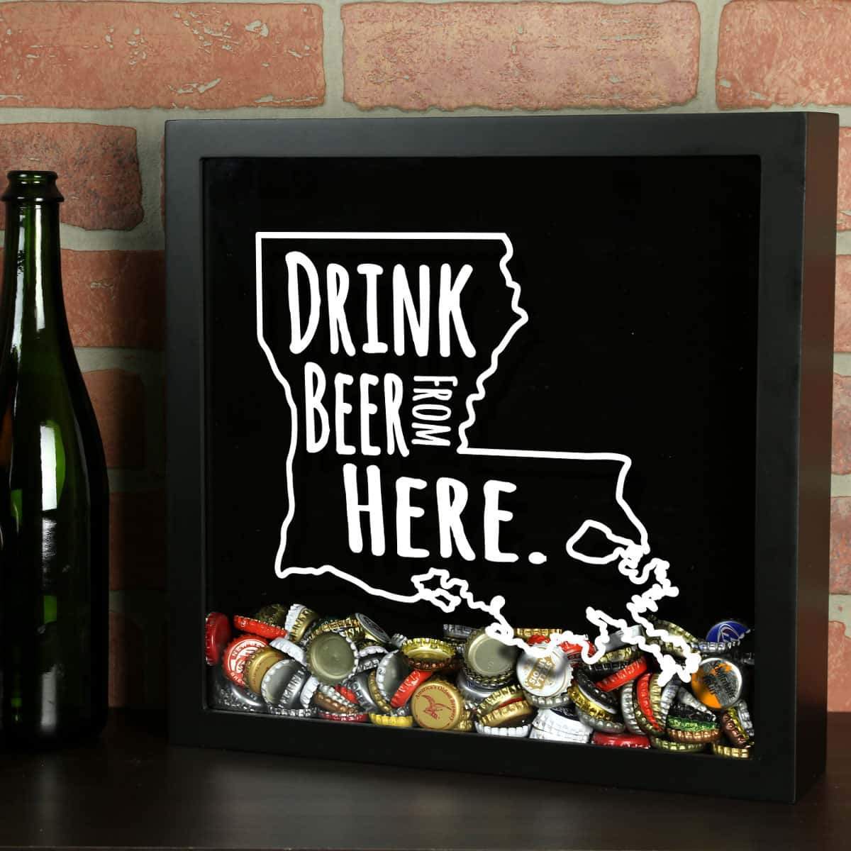 Torched Products Shadow Box Black Louisiana Drink Beer From Here Beer Cap Shadow Box (781175652469)