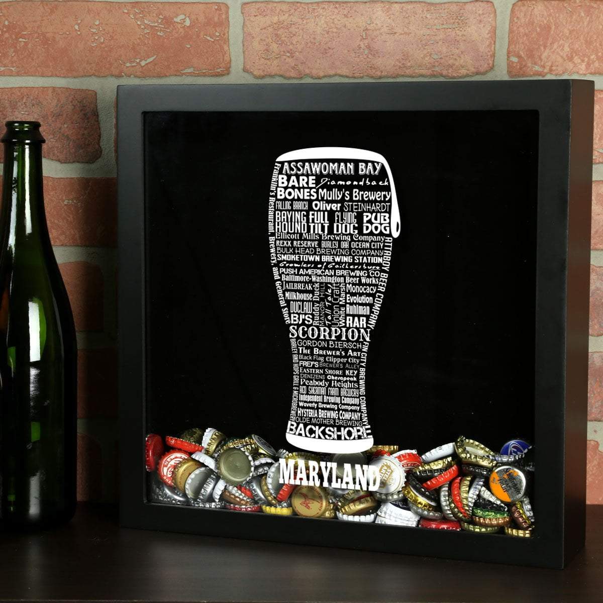 Torched Products Shadow Box Black Maryland Beer Typography Shadow Box (779424956533)