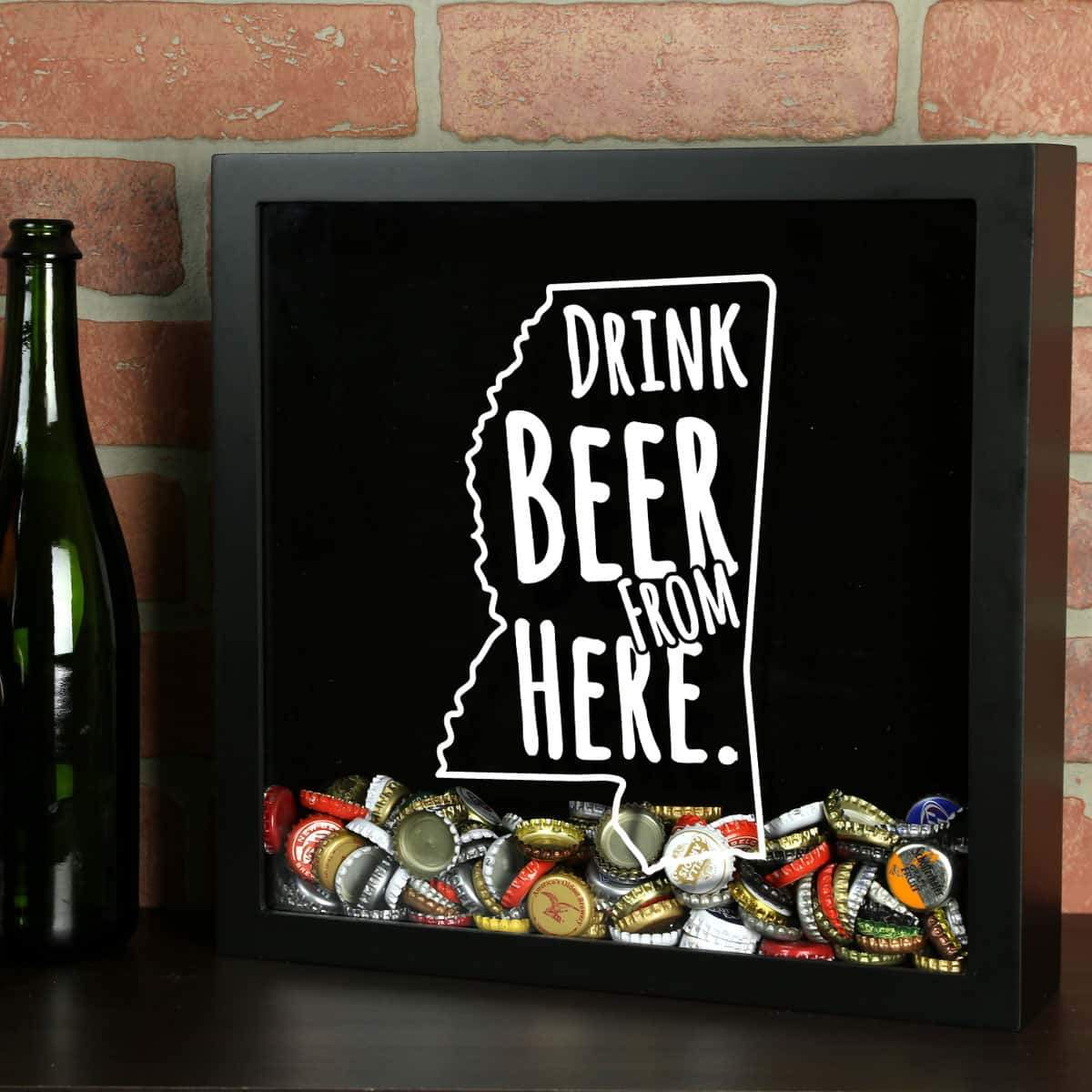 Torched Products Shadow Box Black Mississippi Drink Beer From Here Beer Cap Shadow Box (781178929269)