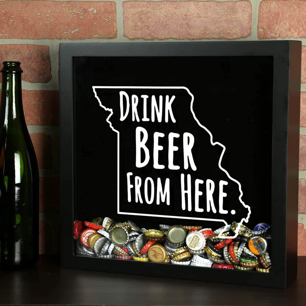 Torched Products Shadow Box Black Missouri Drink Beer From Here Beer Cap Shadow Box (781177094261)