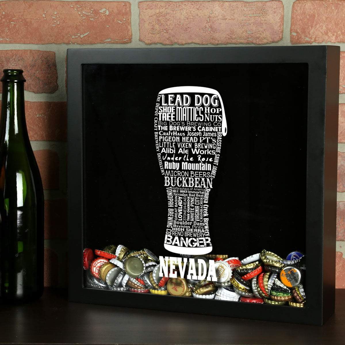 Torched Products Shadow Box Black Nevada Beer Typography Shadow Box (779381637237)