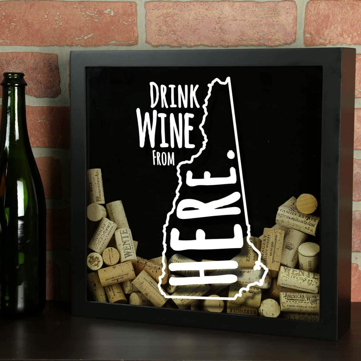 Torched Products Shadow Box Black New Hampshire Drink Wine From Here Wine Cork Shadow Box (795766423669)