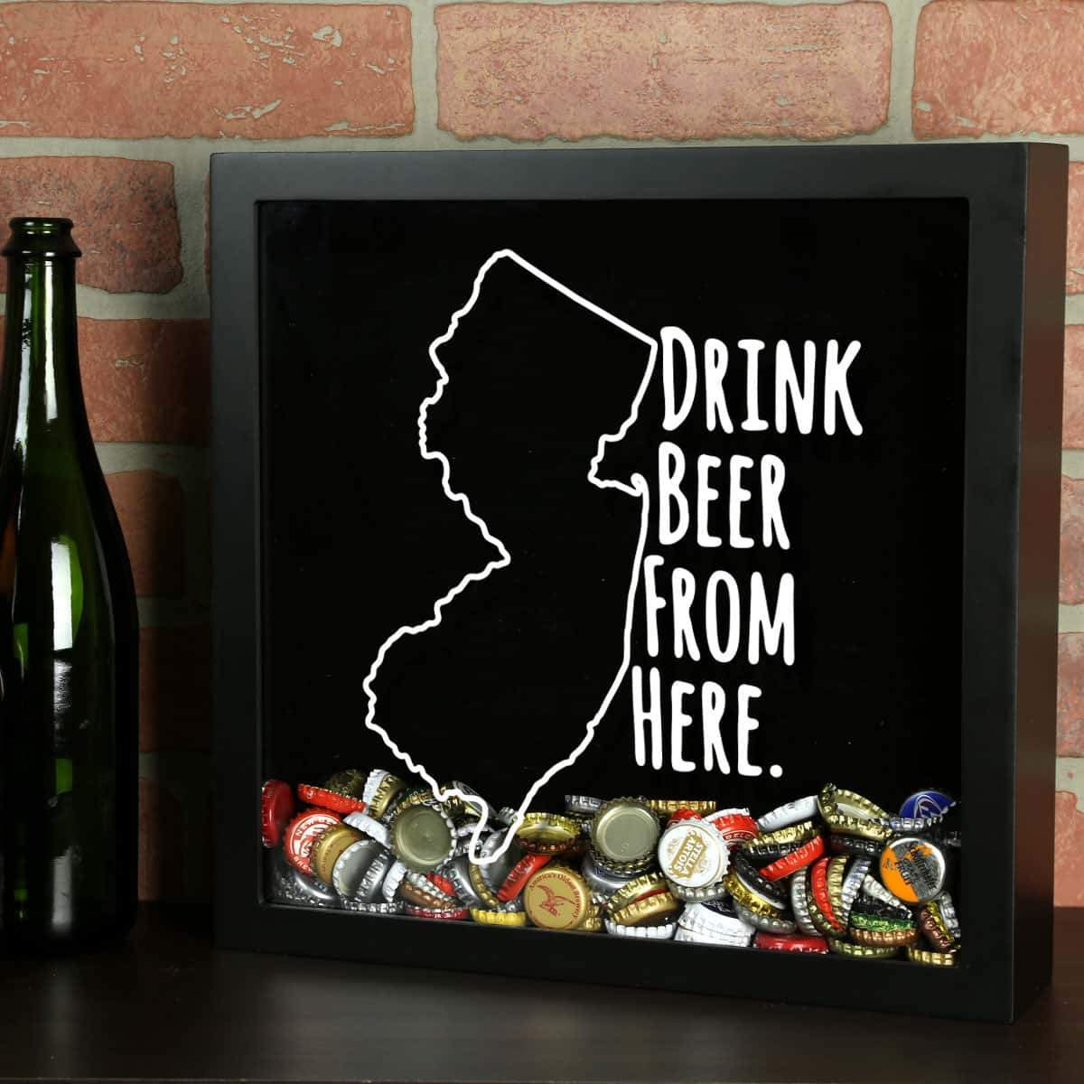 Torched Products Shadow Box Black New Jersey Drink Beer From Here Beer Cap Shadow Box (781181943925)