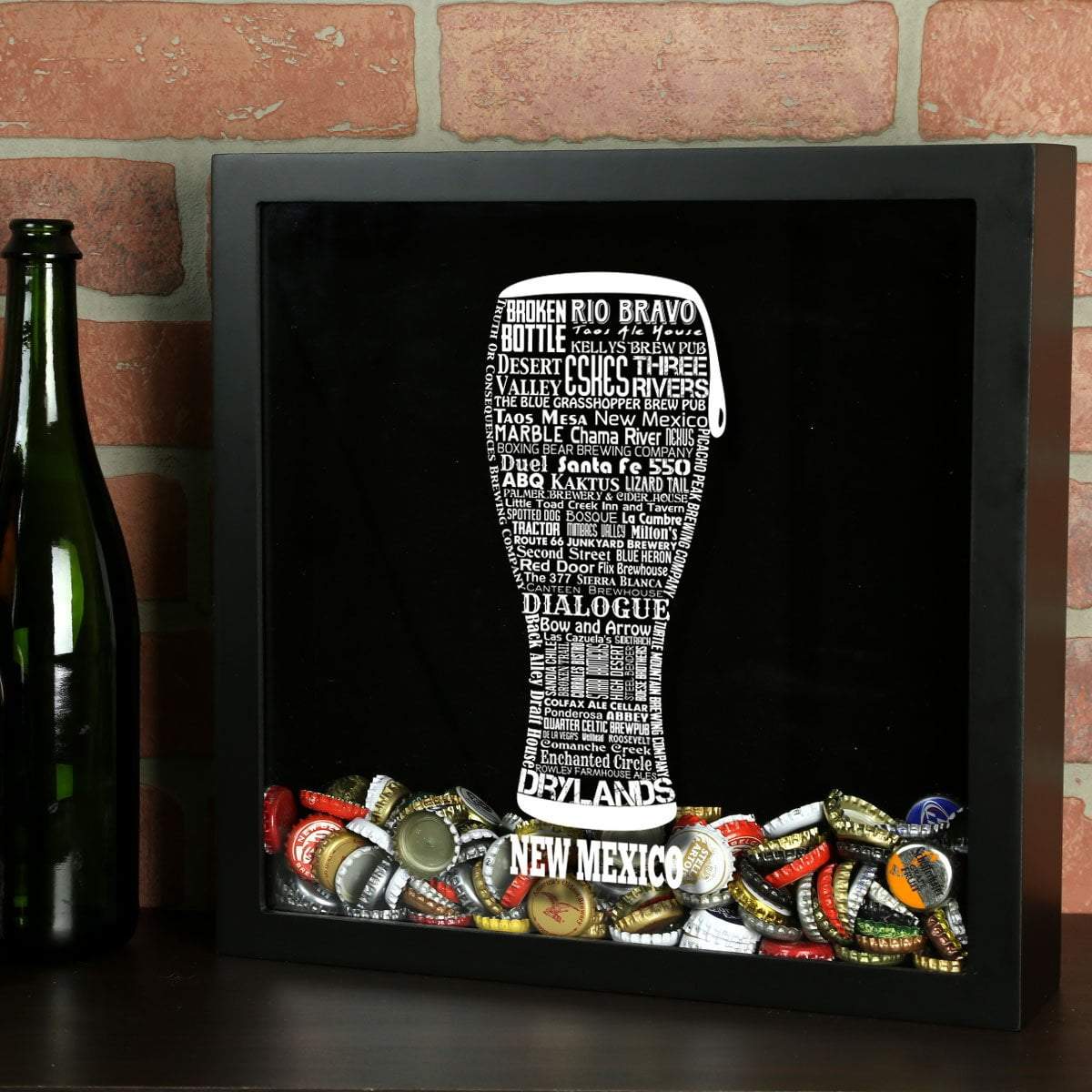 Torched Products Shadow Box Black New Mexico Beer Typography Shadow Box (779392942197)