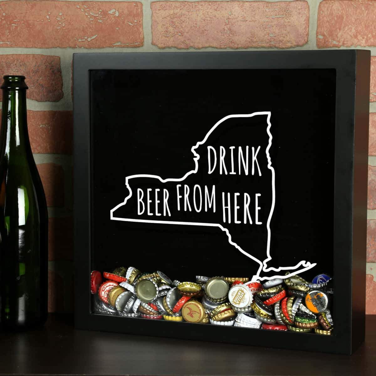 Torched Products Shadow Box Black New York Drink Beer From Here Beer Cap Shadow Box (781182500981)