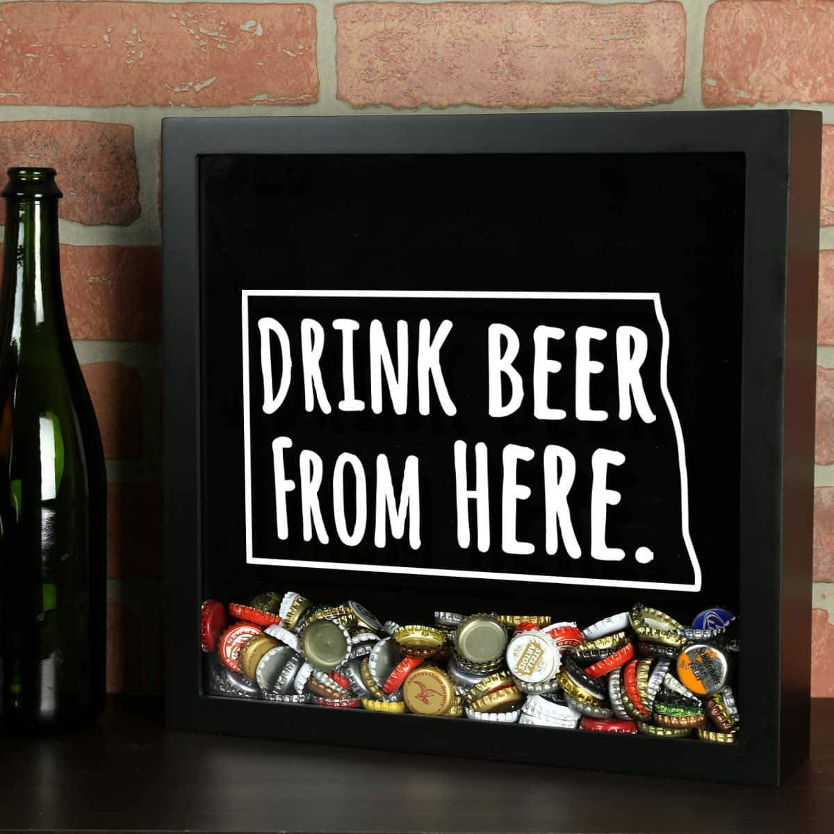 Torched Products Shadow Box Black North Dakota Drink Beer From Here Beer Cap Shadow Box (781181419637)