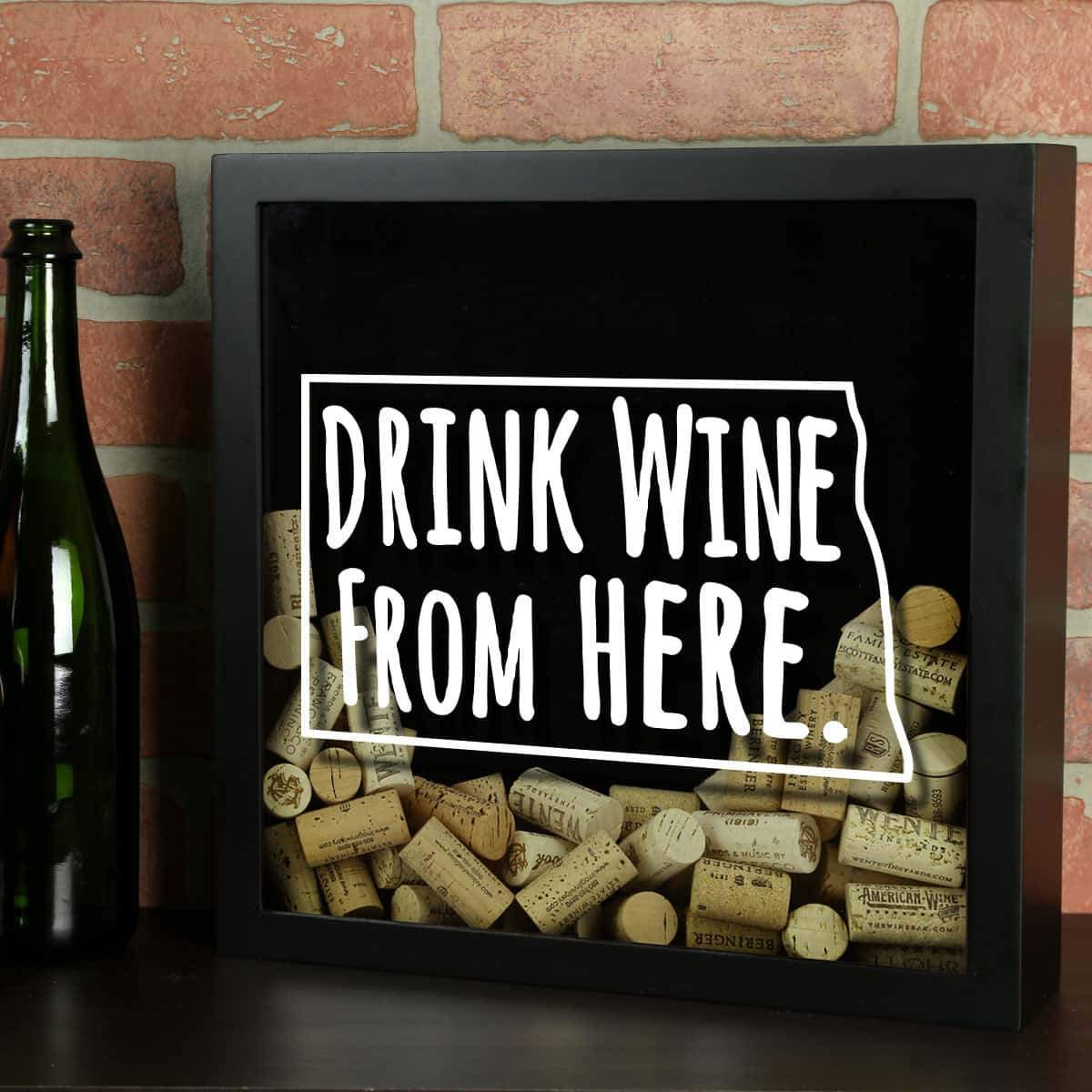 Torched Products Shadow Box Black North Dakota Drink Wine From Here Wine Cork Shadow Box (795773108341)