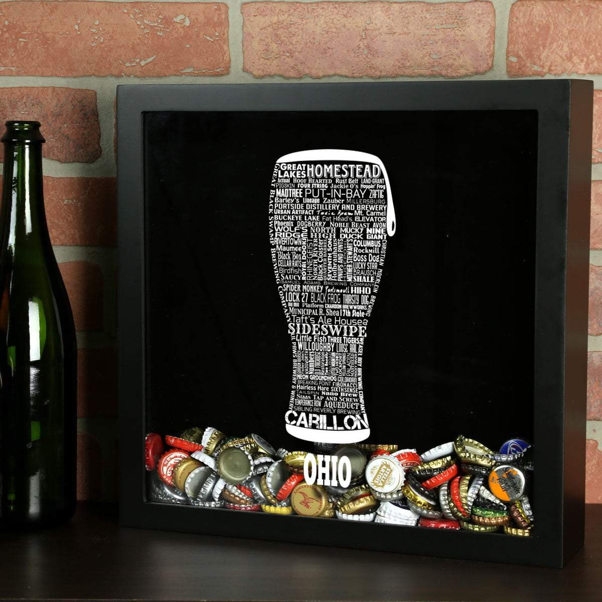 Torched Products Shadow Box Black Ohio Beer Typography Shadow Box (779431182453)