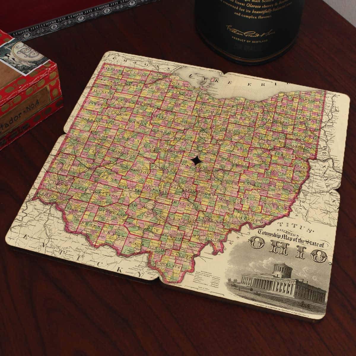 Torched Products Coasters Ohio Old World Map Coaster (790595600501)