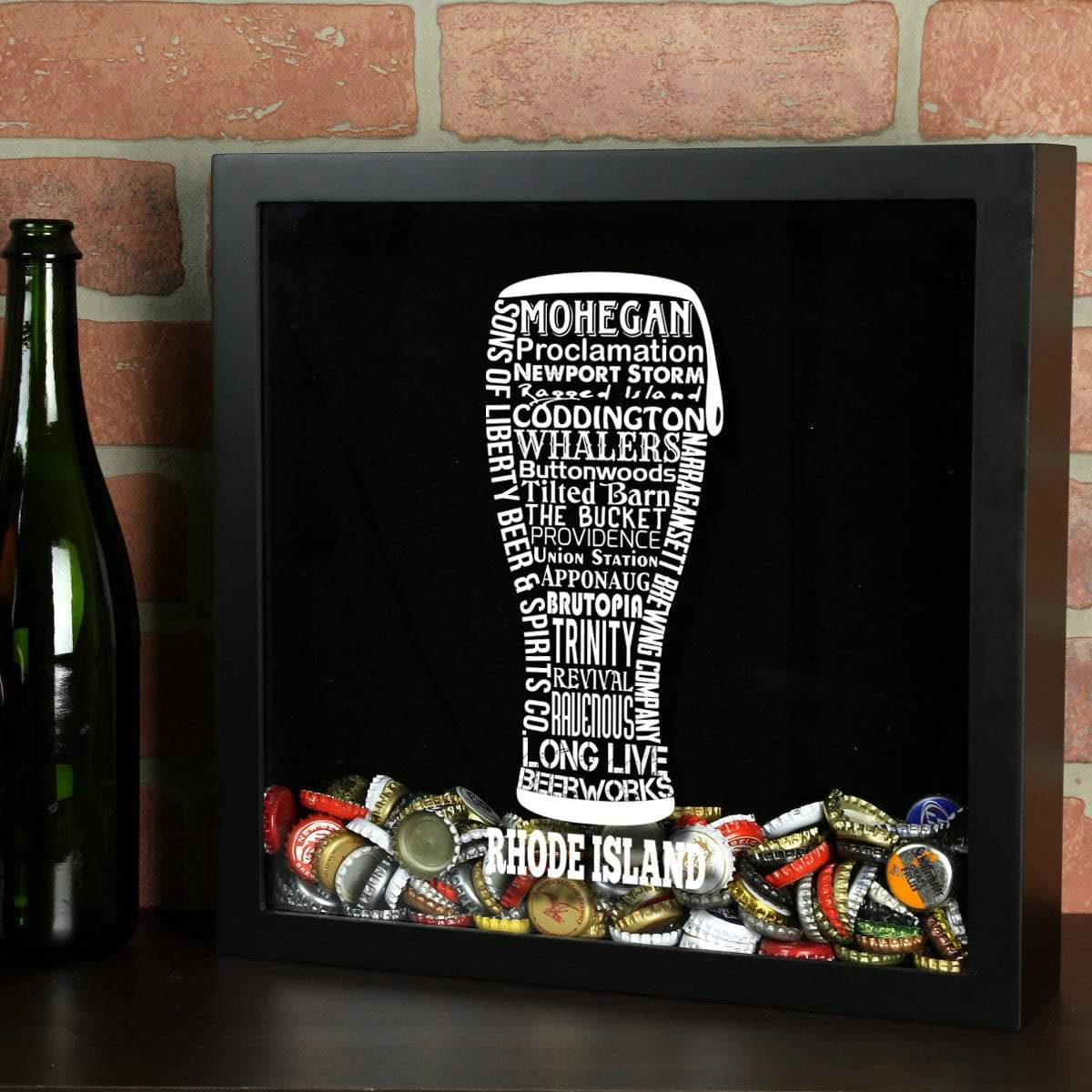 Torched Products Shadow Box Black Rhode Island Beer Typography Shadow Box (779393761397)