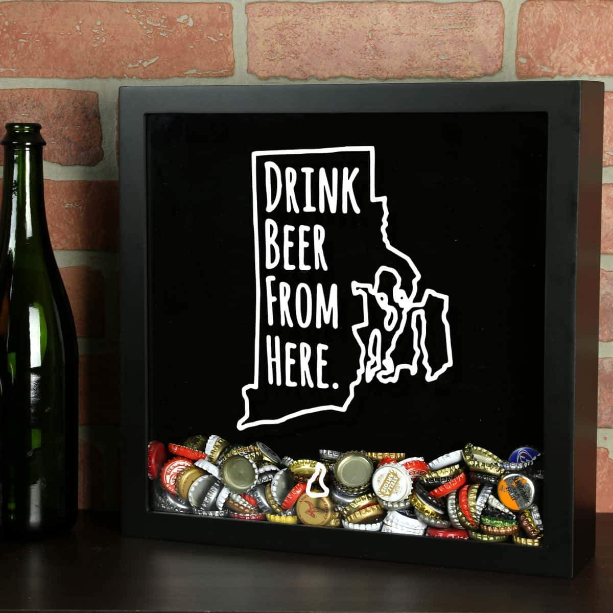 Torched Products Shadow Box Black Rhode Island Drink Beer From Here Beer Cap Shadow Box (781183451253)