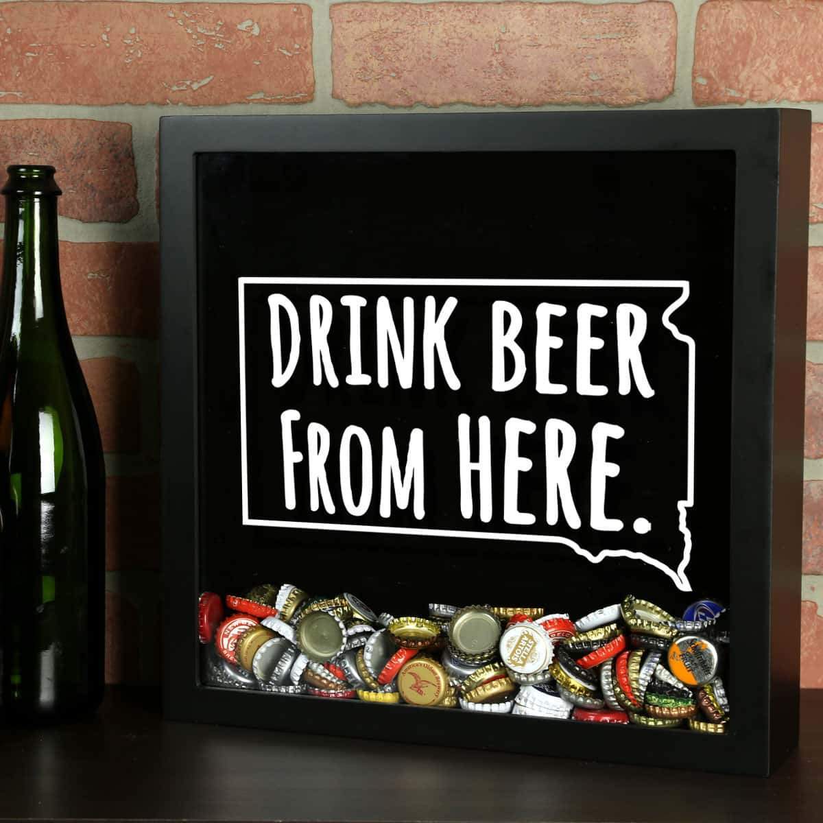 Torched Products Shadow Box Black South Dakota Drink Beer From Here Beer Cap Shadow Box (781184139381)