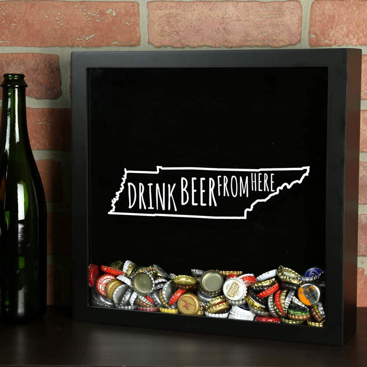 Torched Products Shadow Box Black Tennessee Drink Beer From Here Beer Cap Shadow Box (781184499829)