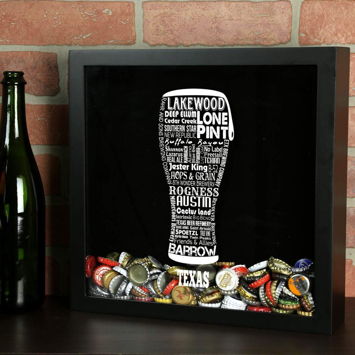 Torched Products Shadow Box Black Texas Beer Typography Shadow Box (779454939253)