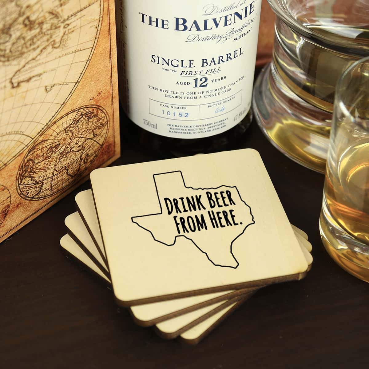 Torched Products Coasters Texas Drink Beer From Here Coasters (781458145397)