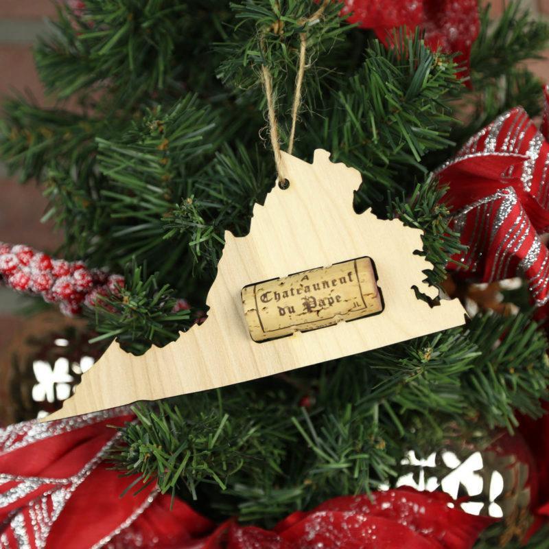 WOODEN STATE-THEMED CHRISTMAS ORNAMENTS - WINE CORK TRAP