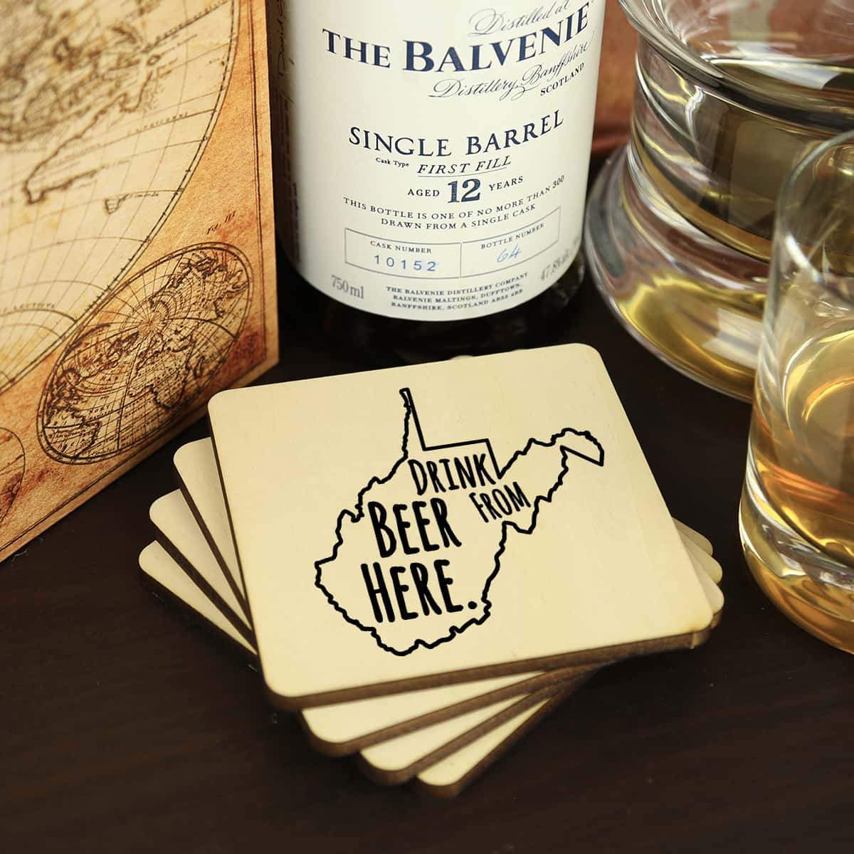 Torched Products Coasters West Virginia Drink Beer From Here Coasters (781460963445)