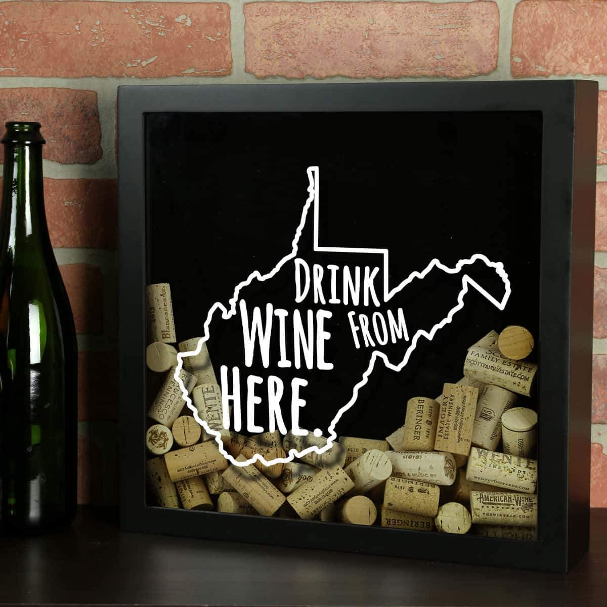 Torched Products Shadow Box Black West Virginia Drink Wine From Here Wine Cork Shadow Box (795795718261)