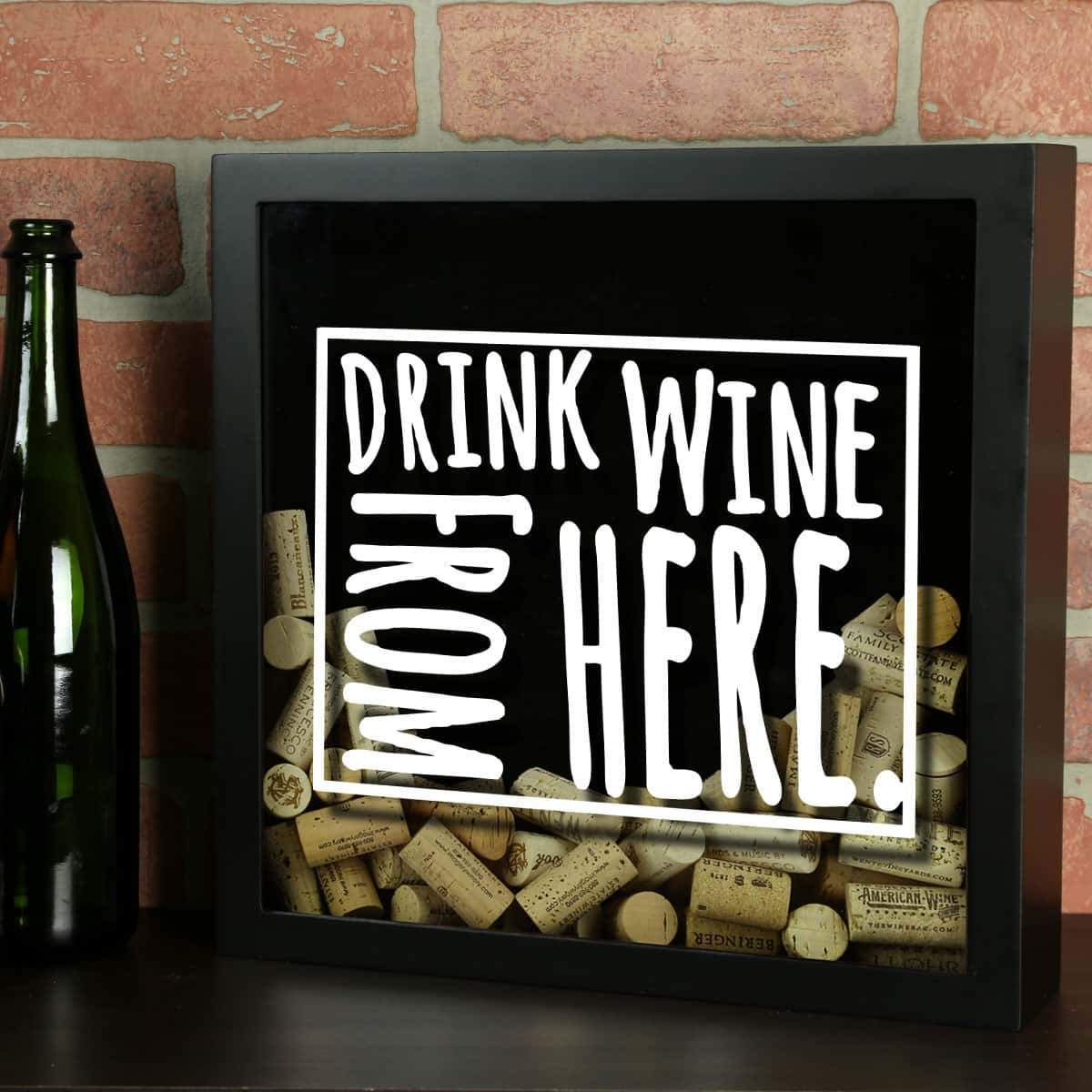 Torched Products Shadow Box Black Wyoming Drink Wine From Here Wine Cork Shadow Box (795797094517)