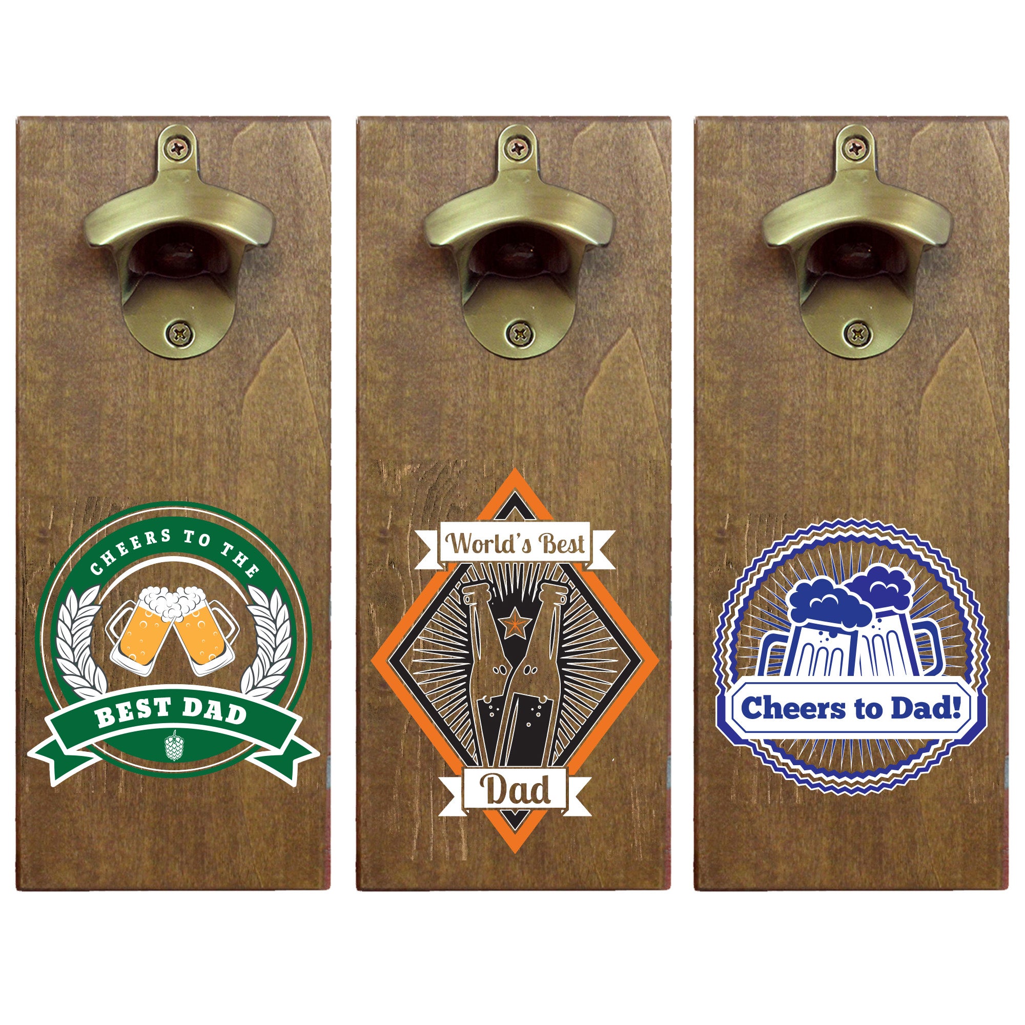Father's Day Theme Wall Mounted Bottle Openers - Multiple Designs
