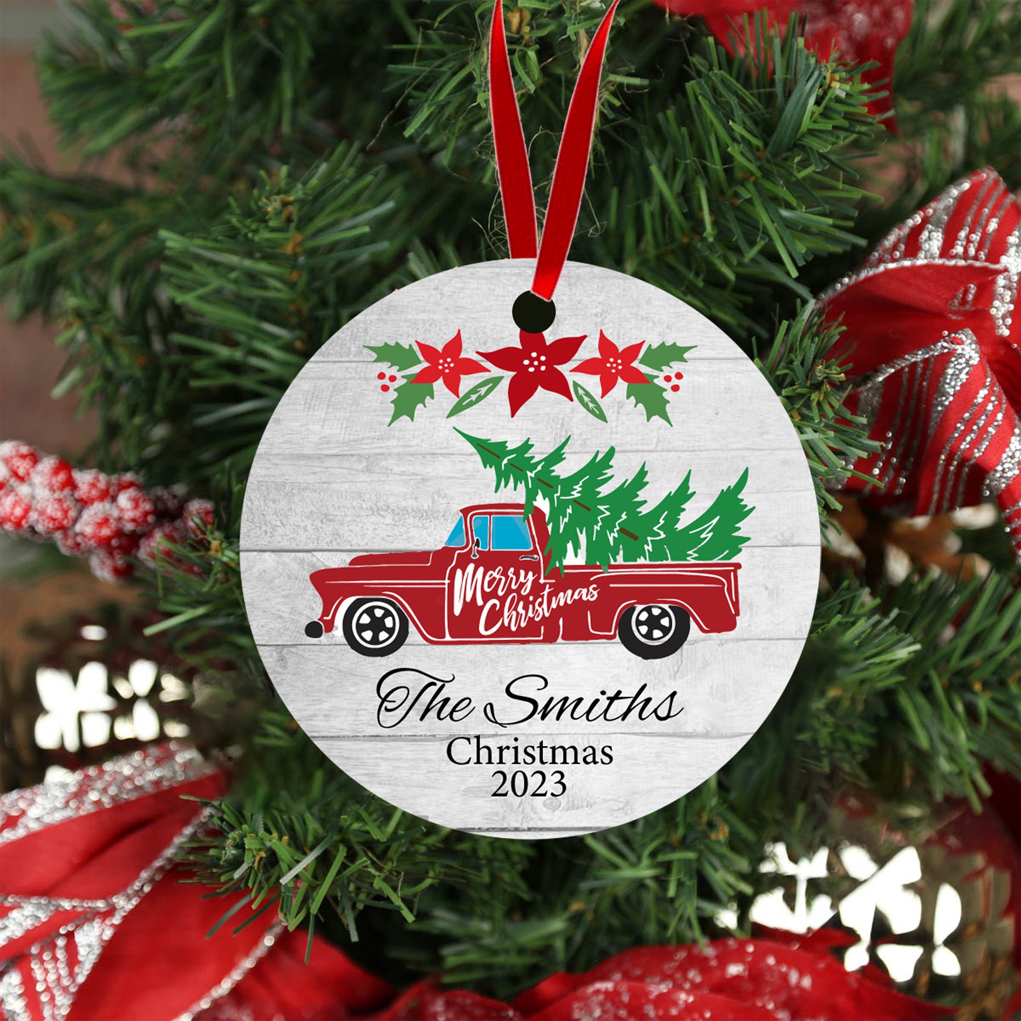 Personalized Holiday Christmas Tree Ornament- 3 Designs to Choose From