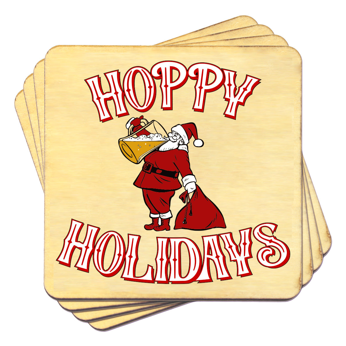 Hoppy Holidays Wooden Coasters Set of 4 3 Designs Available