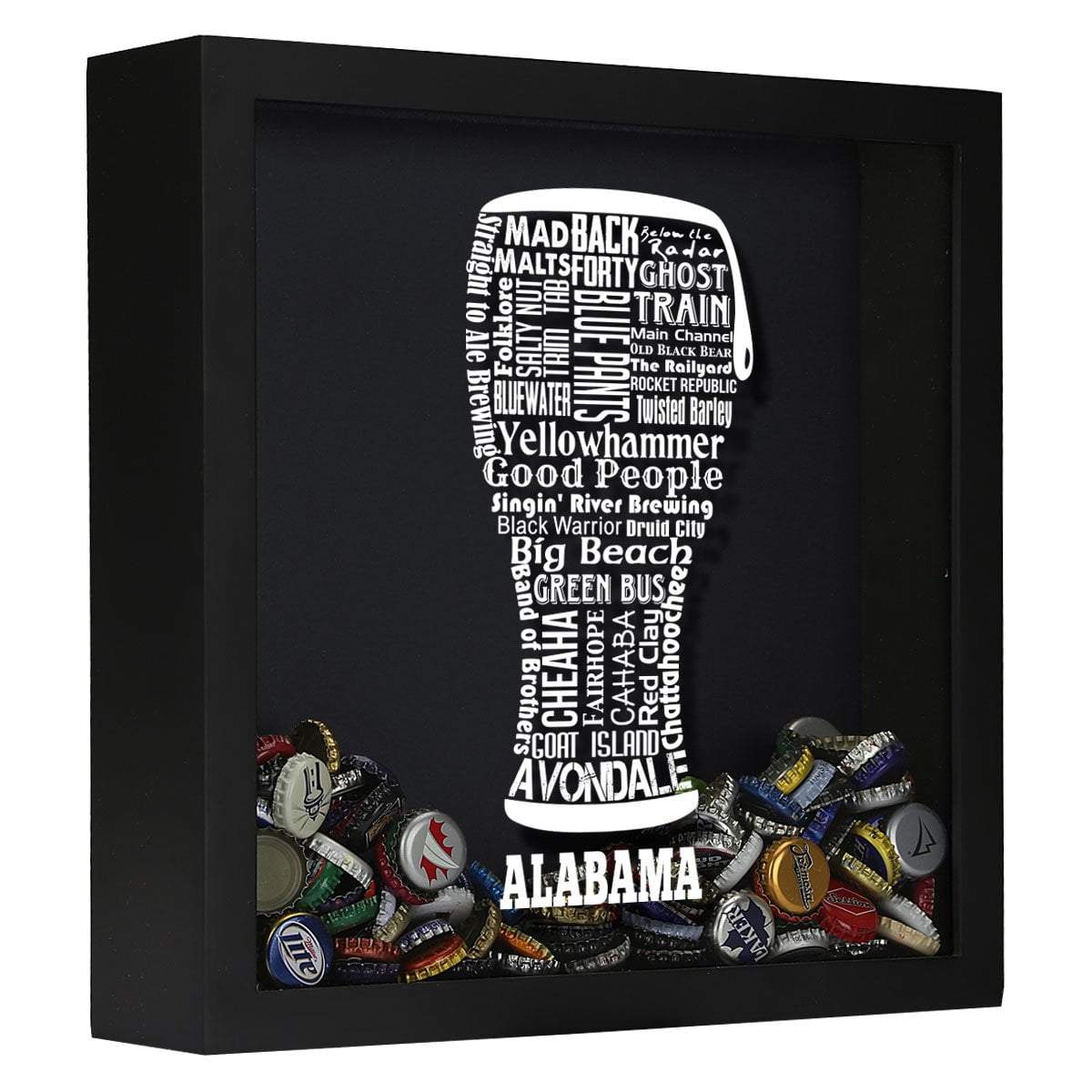 Torched Products Shadow Box Black Alabama Beer Typography Shadow Box (779427315829)