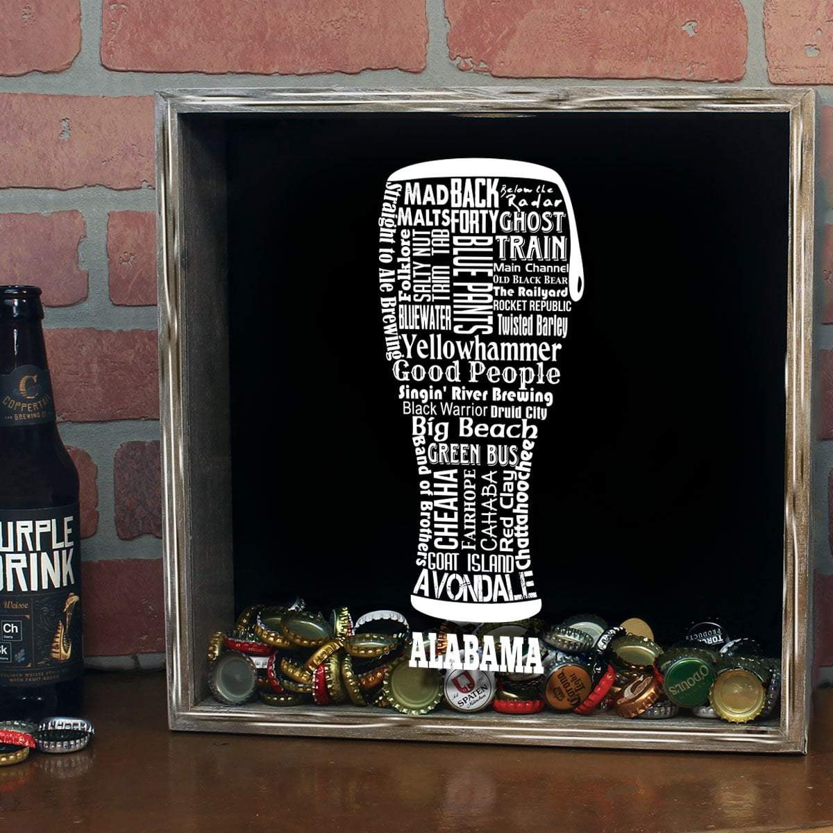 Torched Products Shadow Box Alabama Beer Typography Shadow Box (779427315829)