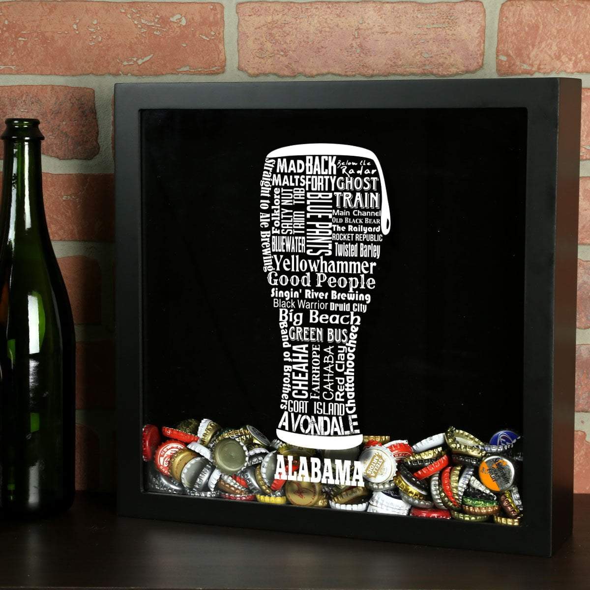 Torched Products Shadow Box Black Alabama Beer Typography Shadow Box (779427315829)
