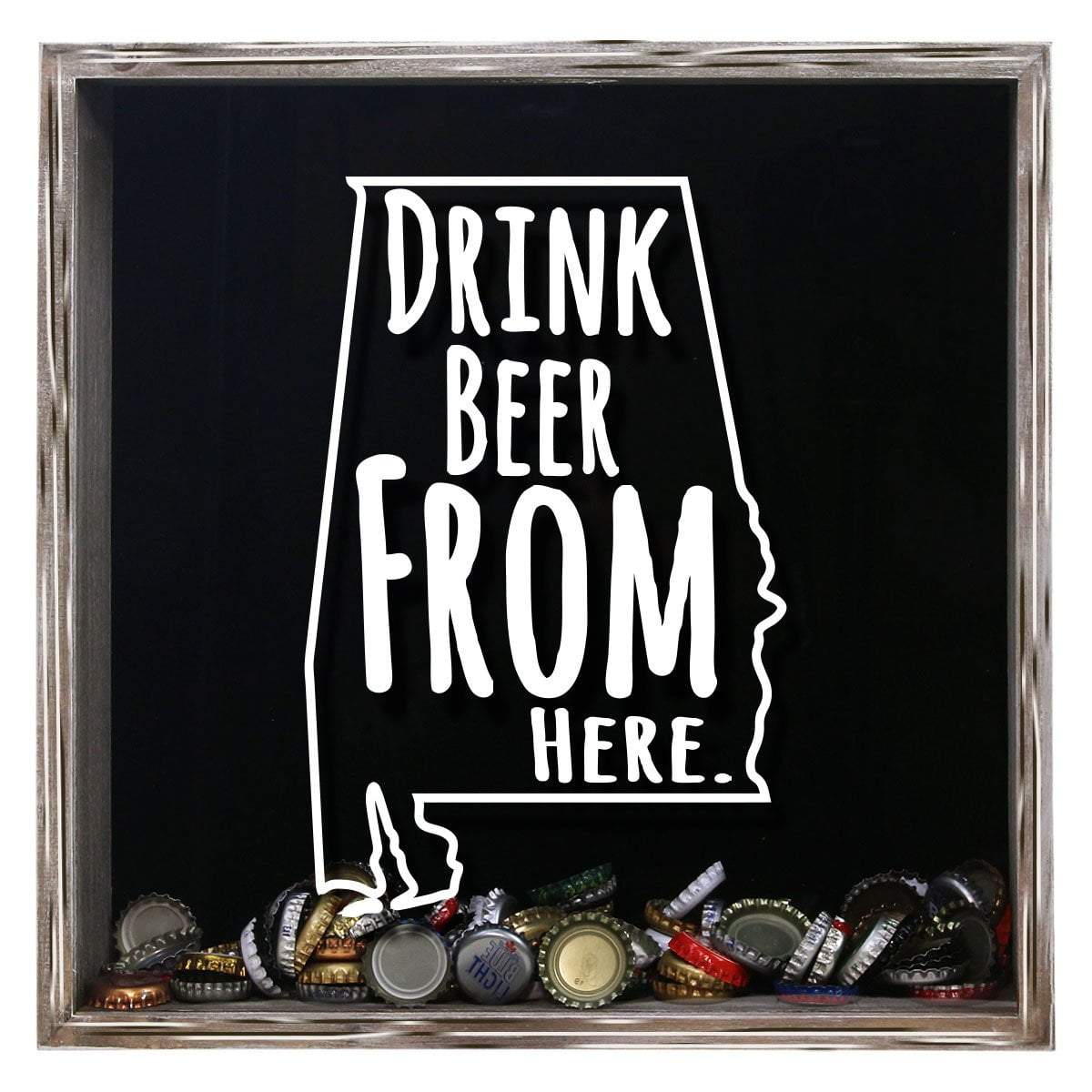 Torched Products Shadow Box Gray Alabama Drink Beer From Here Beer Cap Shadow Box (781156810869)