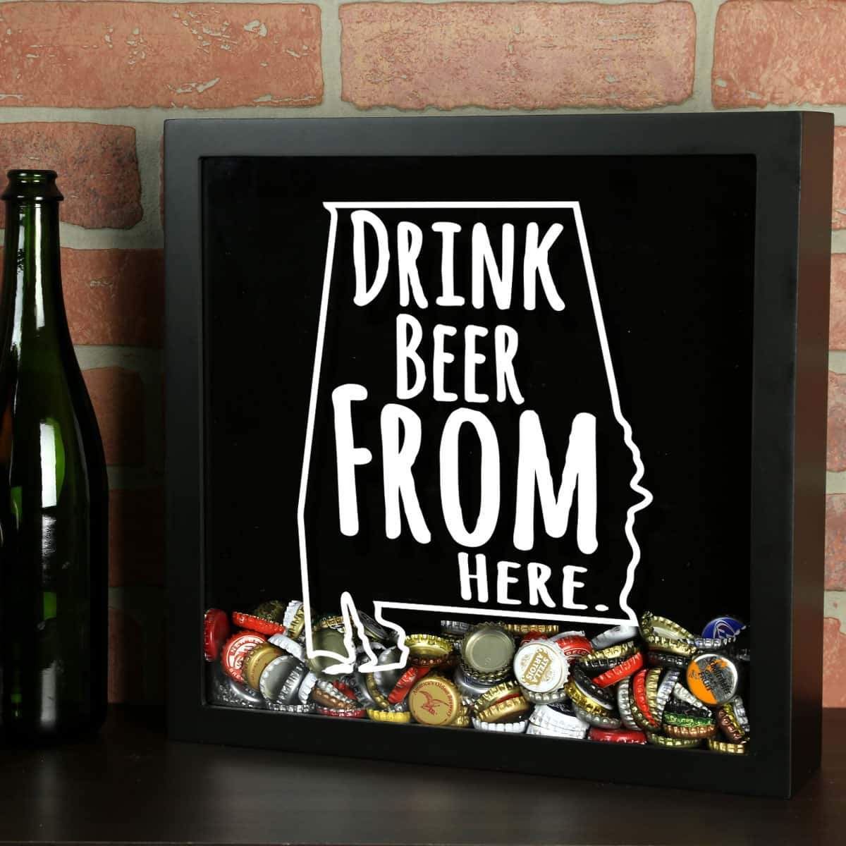 Torched Products Shadow Box Black Alabama Drink Beer From Here Beer Cap Shadow Box (781156810869)