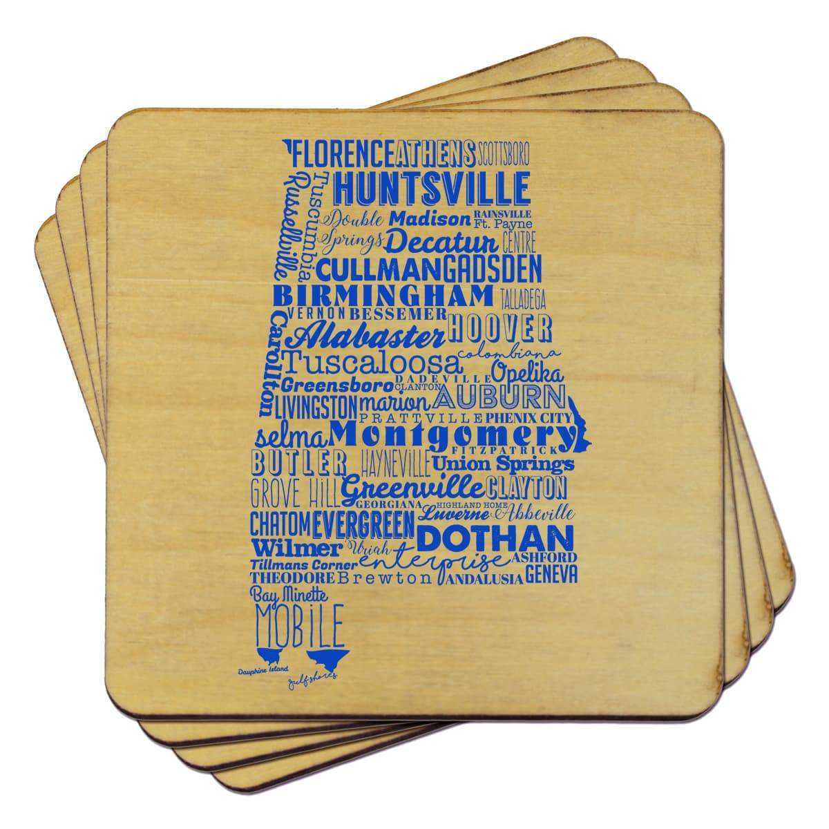 Torched Products Coasters Alabama State Typography Coaster (787773554805)