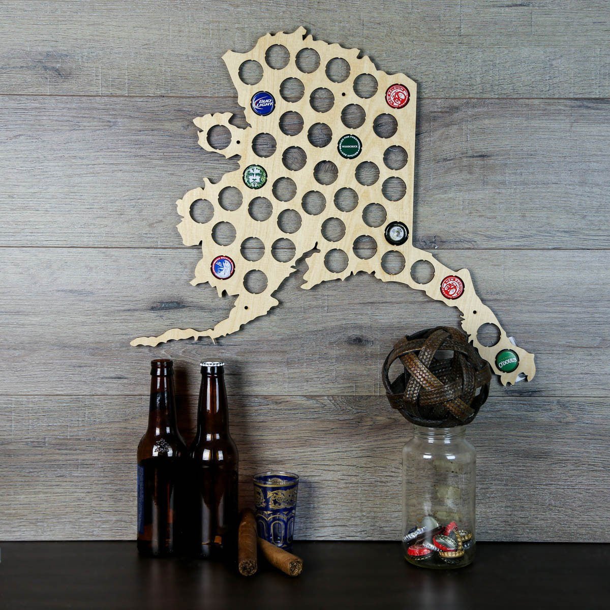 Torched Products Beer Bottle Cap Holder Alaska Beer Cap Map (777471754357)