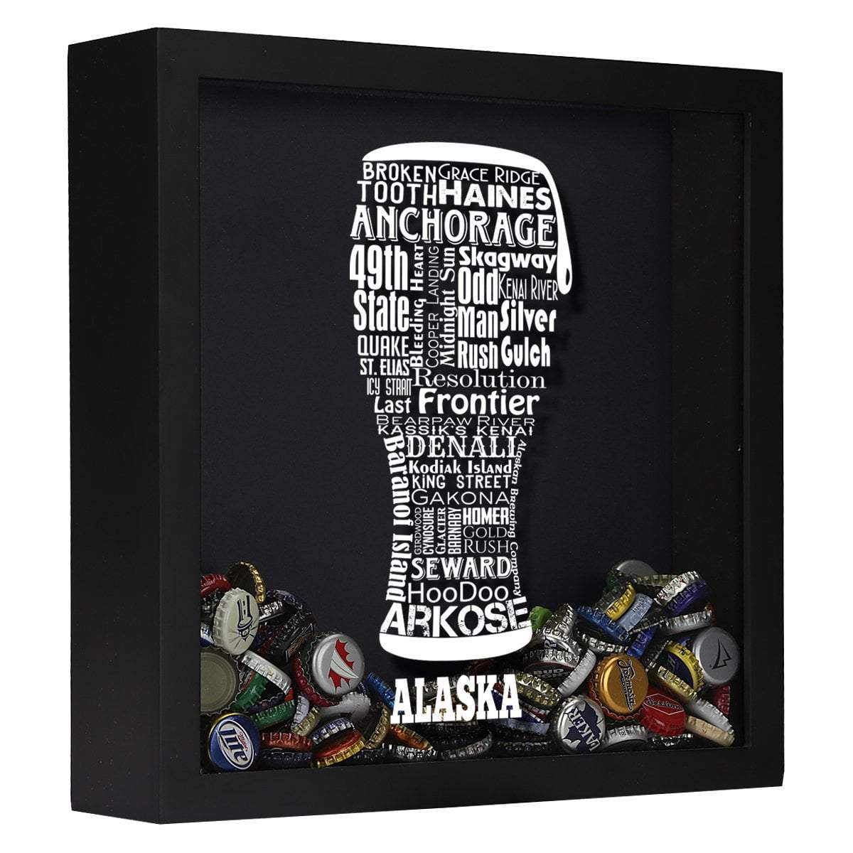 Torched Products Shadow Box Black Alaska Beer Typography Shadow Box (779427446901)