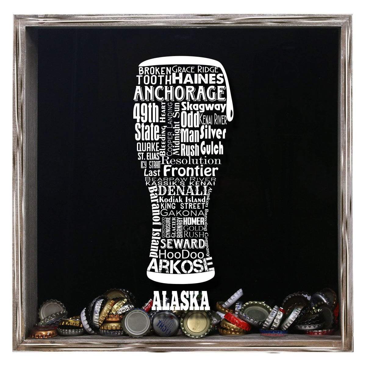 Torched Products Shadow Box Gray Alaska Beer Typography Shadow Box (779427446901)
