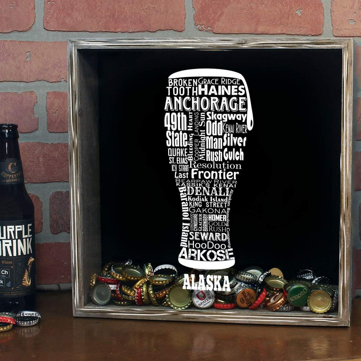 Torched Products Shadow Box Alaska Beer Typography Shadow Box (779427446901)